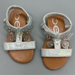 Bebe girls toddler shoes, simply adorable girls Silver Butterfly Sandals